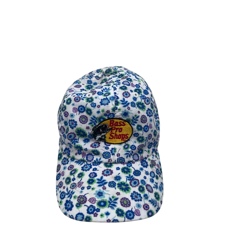 Bass Pro Shops Hat Toddler White Floral Print Elastic Back Cap Kids